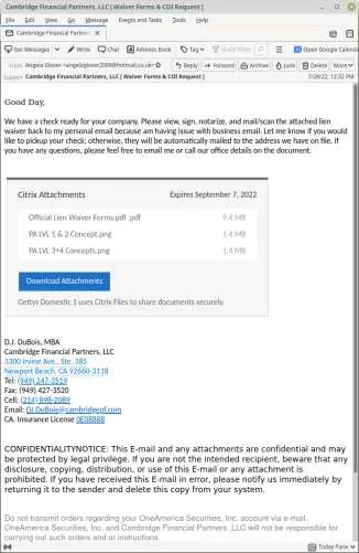 Phishing Attack Example