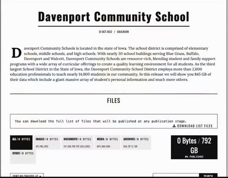 Davenport School District Ransom Note